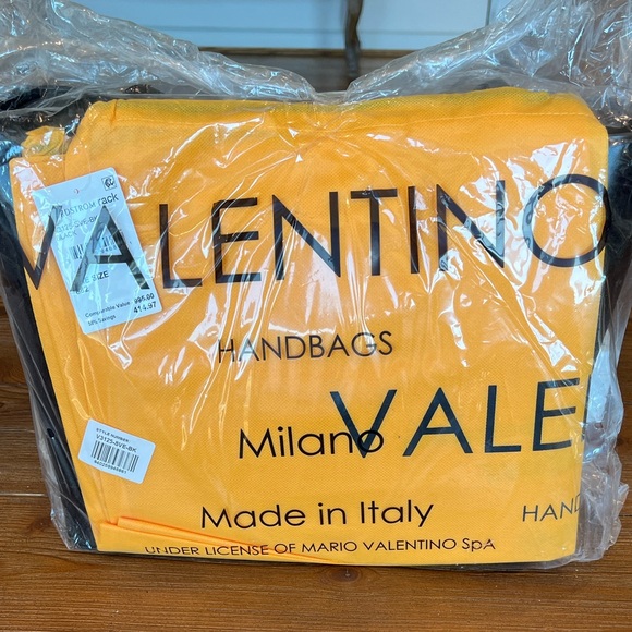 NWT Valentino By Mario Valentino Delphine Super V Leather Tote Bag Black - Picture 7 of 9